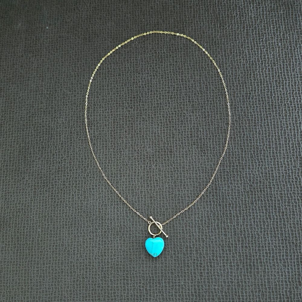 Blue Jade Heart🩵 Pendant Toggle Necklace - NWT - Picture 2 of 16
